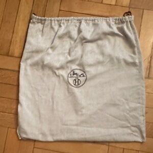 Hermes Beige Drawstring Skirt Dust Bag with Logo